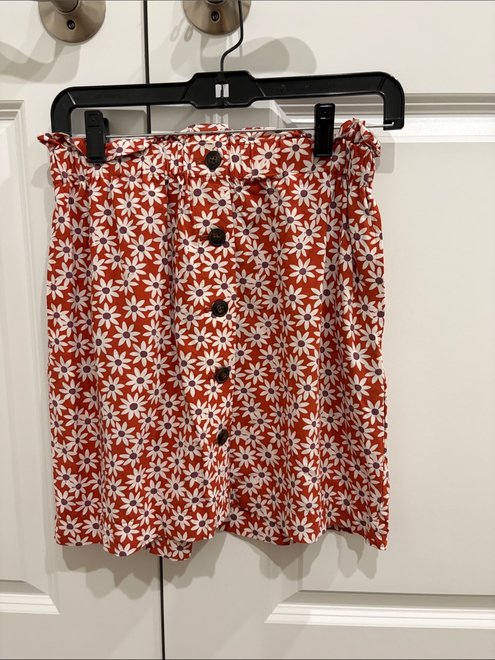 Madewell Red Daisy Button-Front Mini Skirt